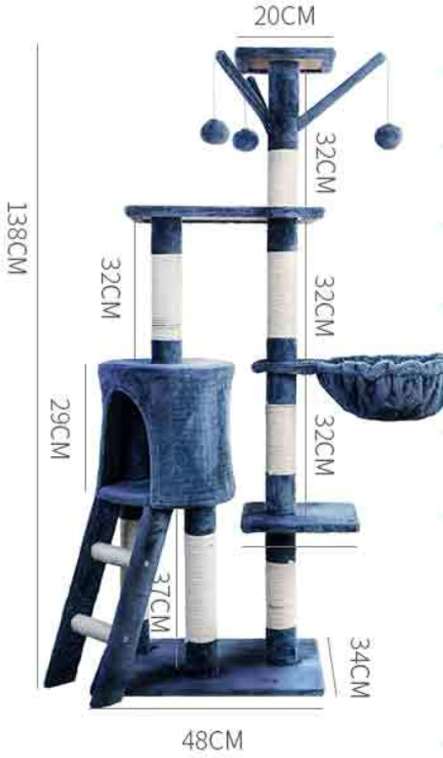 Deluxe Cat Climbing Frame with Integrated Cat Bed, Cat Tree, Scratching Post, and Jumping Platform, Made of Wood image number 1