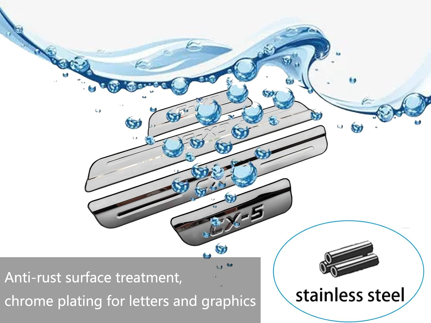 GZBFTDH Car Door Sill Scuff Protector, for Mazda Cx-5 Cx5 2017-2022 Accessories Parts, Stainless Steel with Abs Plastic Door Entry Guard Plate Trim Cover, Auto Interior Accessory Kick Panels 4Pcs Set image number 4