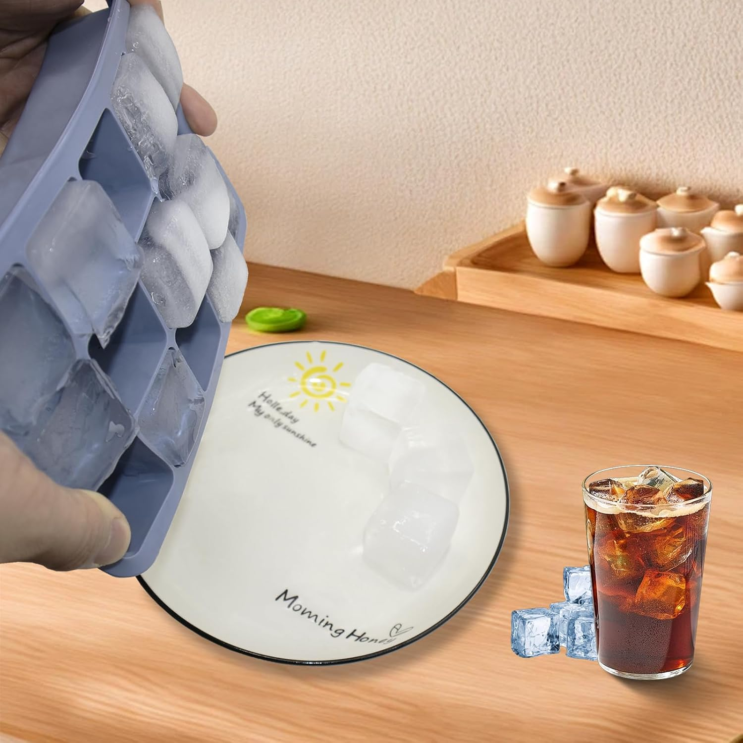 RGUHUA Ice Cube Trays 3 Pack &ndash; Silicone Ice Cube Molds with Lids, Stackable Square Ice Trays for Whiskey, Cocktails, Frozen Treats, Easy Release & Reusable(15 Grids) image number 4