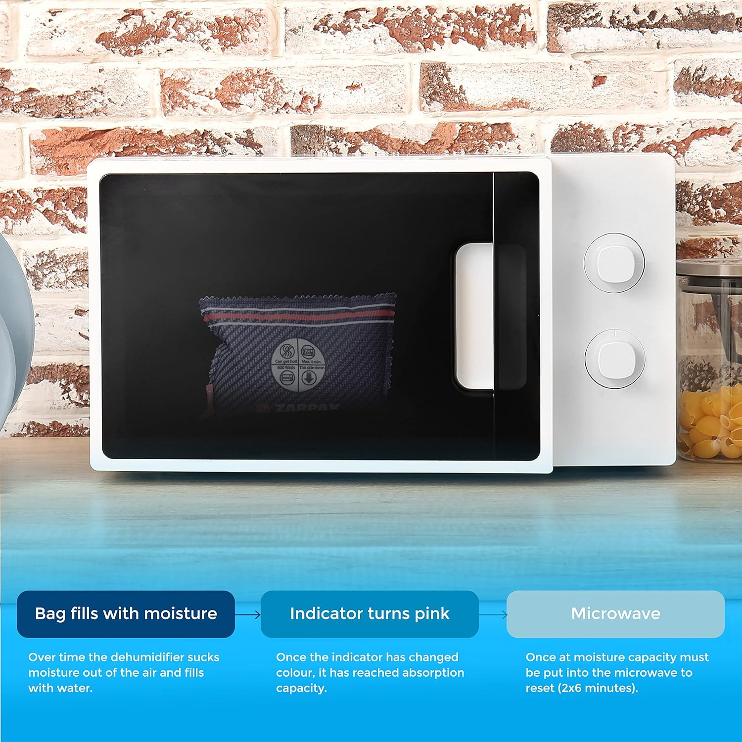 Zarpax Reusable Car Dehumidifier - Rechargeable Dehumidifier for Car, Trucks, and Rvs - Prevent Damp & Moisture on Windscreens with This Portable Moisture Absorber for Car - anti Fog Car Windshield image number 3