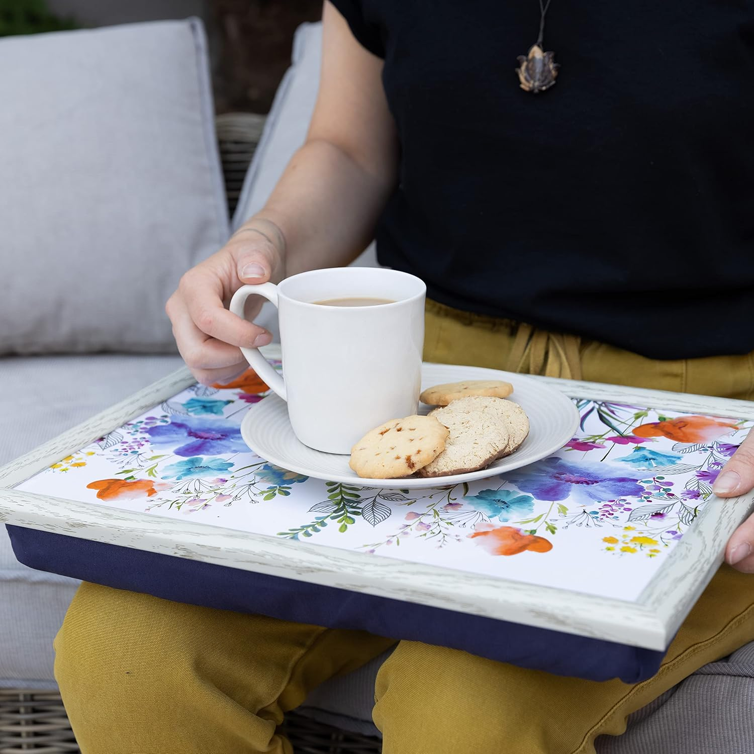 Creative Tops Lap Tray with Cushion with Meadow Floral Design, 44 X 34Cm, Multi-Colour image number 2