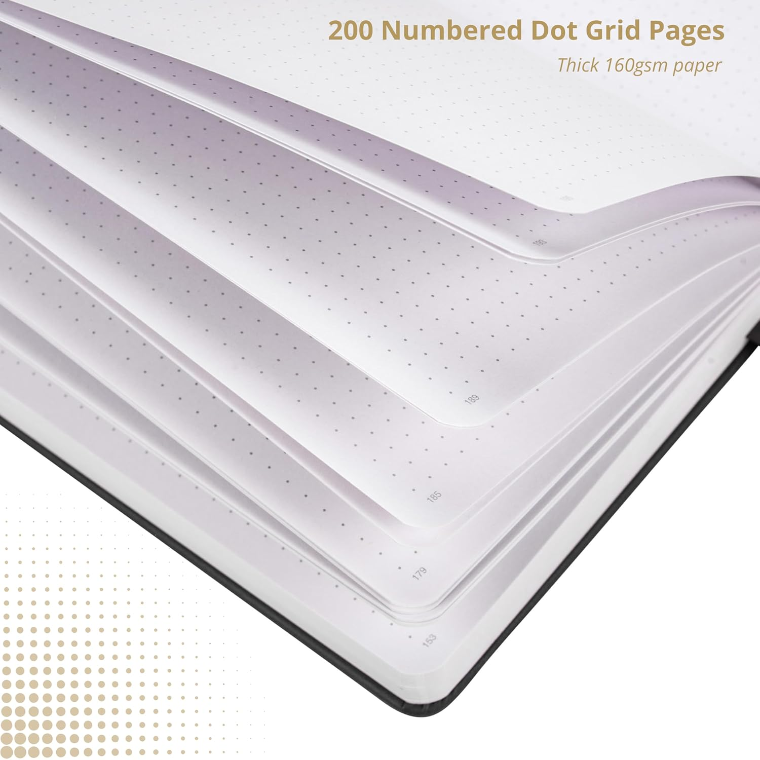 VIVID SCRIBBLES Dotted Journal &ndash; 160Gsm Bleed Proof Thick White Paper &ndash; 200 Numbered Dot Grid Pages &ndash; 5.8 X 8.3 Inch Bullet Dotted Notebook