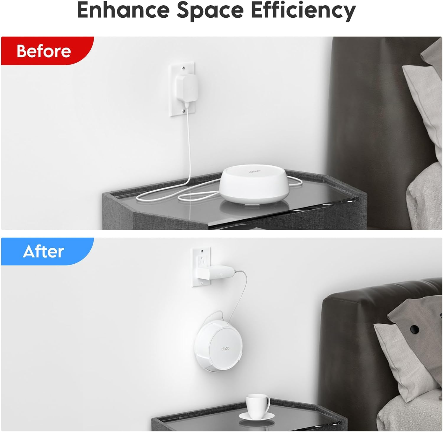 XLTTYWL Deco Wifi 7 Wall Mount Kit, Deco BE23/BE25/BE3600/BE5000 Router Mount Bracket Optimize Space&Cable Management for TP Decos 7 Dual-Band Wifi 7 Mesh Wi-Fi System (White, 3 Pack) image number 4