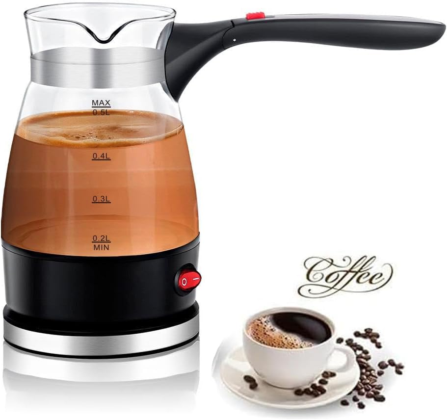 Electric Turkish Coffee Pot, 600W, 500Ml Capacity, Borosilicate Glass, LED Indicator, Foldable Handle image number 3
