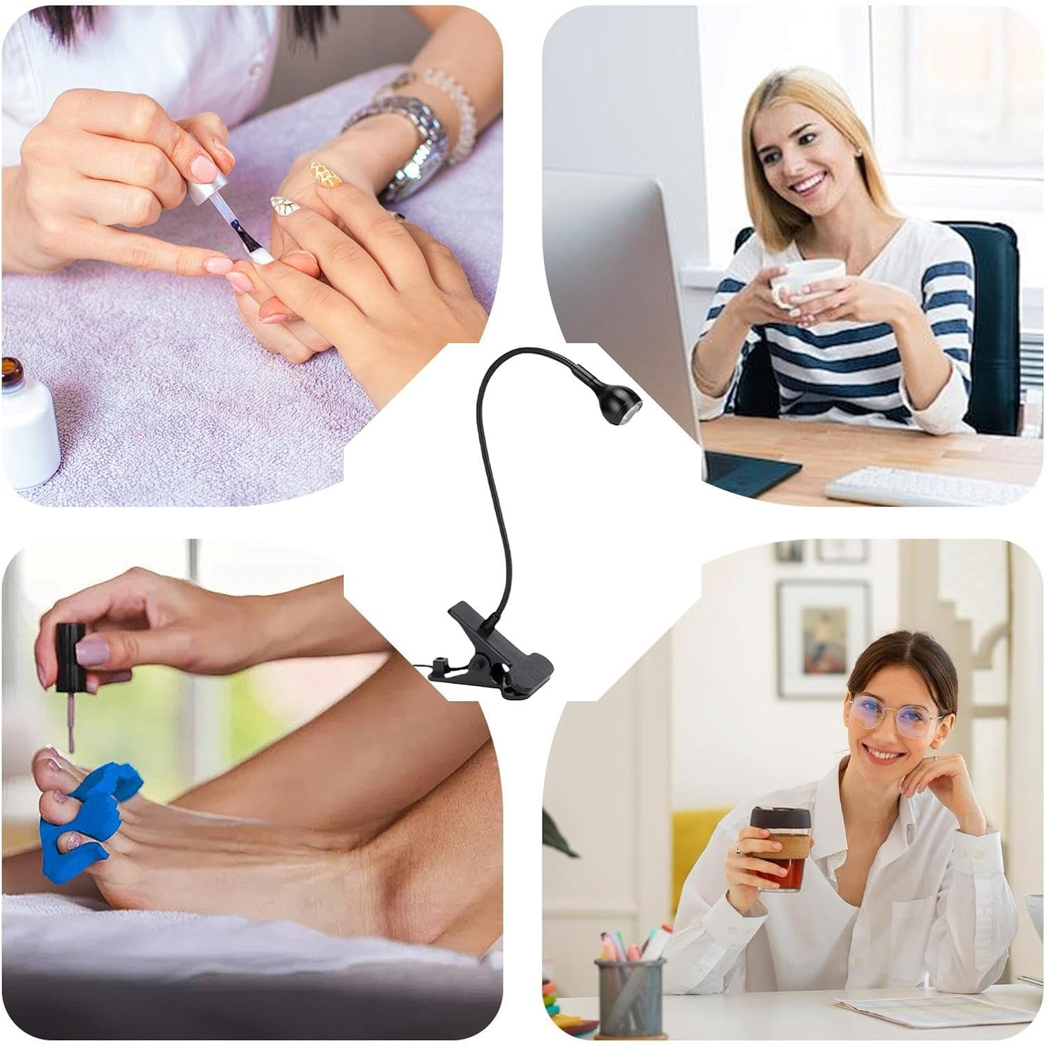 Jiimhte Gooseneck UV Lamp for Gel X Nails - Gooseneck LED Nail Light for Gel Nails, Clamp Nail Lamp,Small USB UV Lamp, Manicure Dryer, Home Salon Nail Accessories for Women Girls - White image number 6