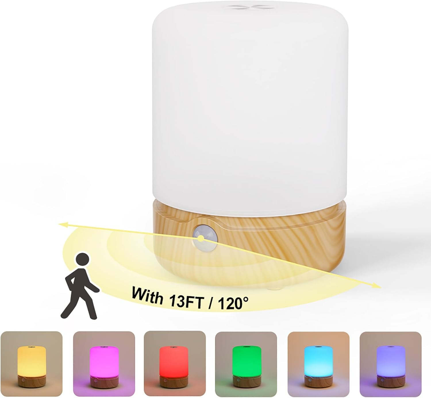 Shenzhi Tech Motion Sensor RGB Color Changing Night Light, Touch Control Table Lamp for Bedroom, Dimmable LED Desk Lamp with USB Rechargeable, Mood Lighting for Office, Living Room, Camping ﻿ image number 1