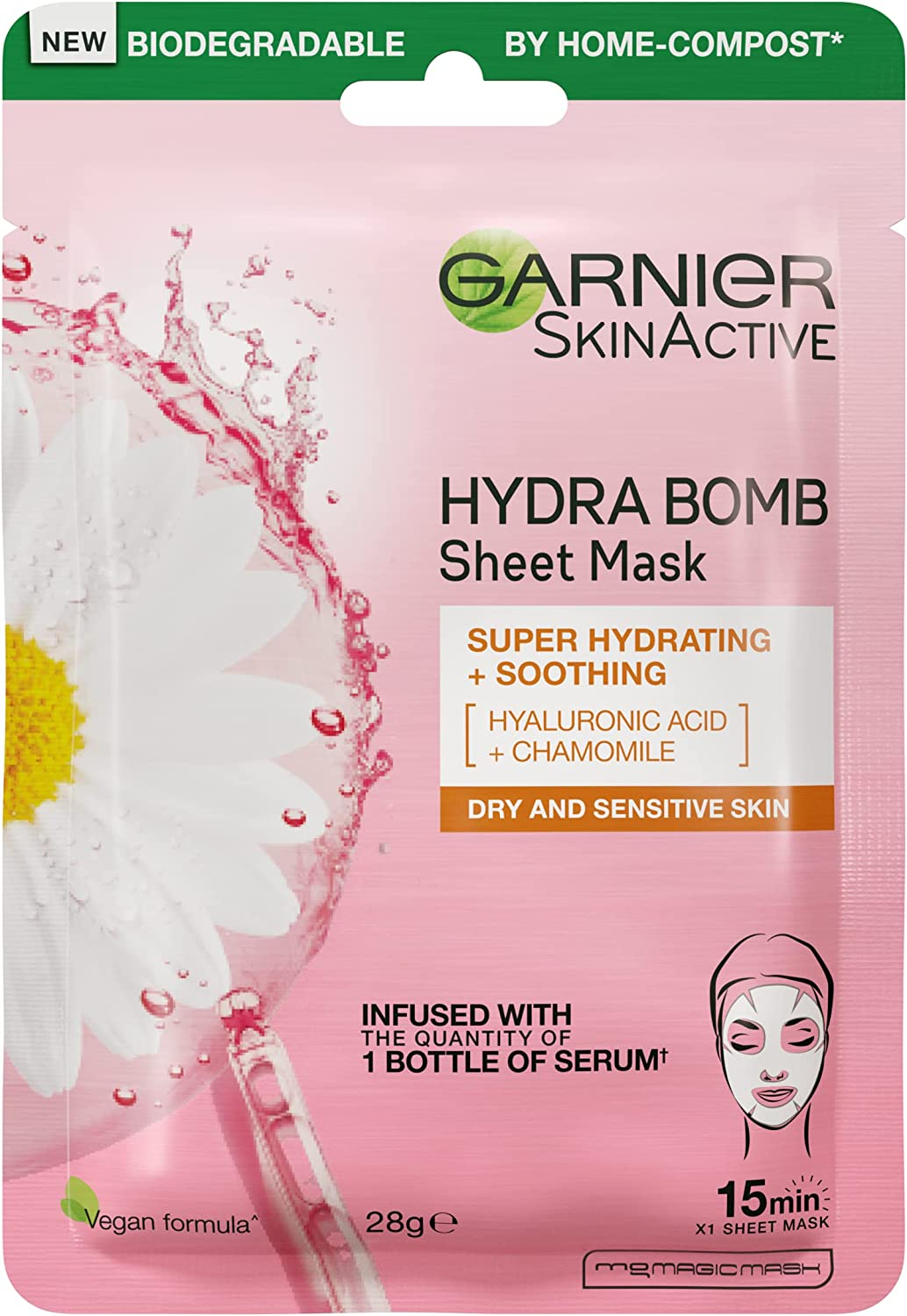 Garnier Hydra Bomb Hyaluronic Acid Chamomile Soothing Sheet Mask (3 Pack) image number 5
