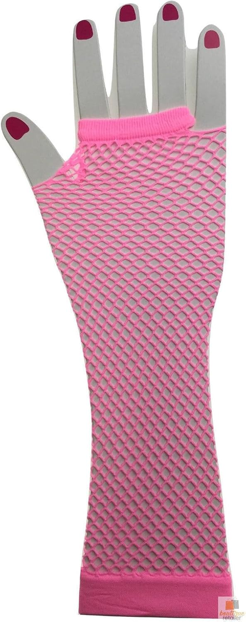 Women'S 70S 80S Elbow Length Fishnet Fingerless Gloves, Light Pink One Size image number 2