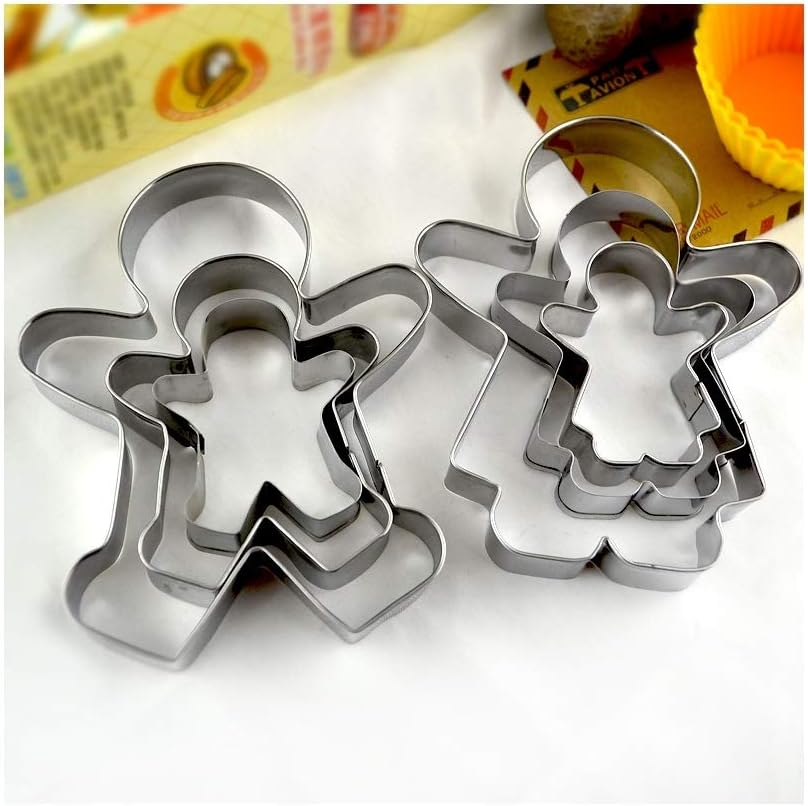 Gingerbread Man and Gingerbread Woman Cookie Cutters for Christmas,Set of 6 Pcs Stainless Steel Boys and Girls Shape Fondant Biscuit Cake Baking Cutter Molds for Family/Valentine'S Day/Lovers/Wedding image number 5