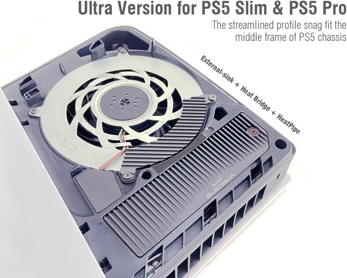 Elecgear Heatsink Ultra for PS5 Pro and Slim SSD, Heat Pipe + 2X Aluminum Heat Sinks + Heat Bridge for Internal Pcie M.2 Nvme Memory, SSD Fixing Kit Incl. image number 2