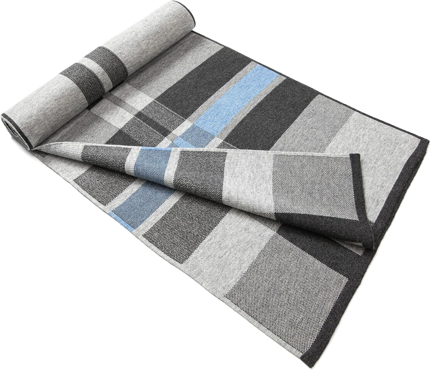 Lindoro Merino Wool Scarf for Men, Tartan Warm Lightweight Plaid Winter Long Scarves W/Gift Box