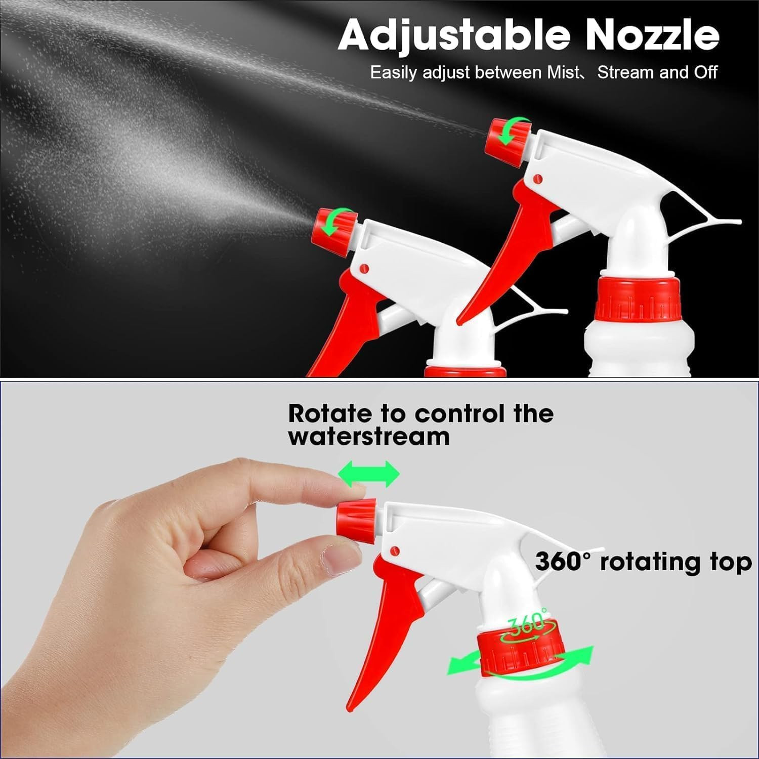 WADY 6Pcs Replacement Sprayers, Plastic Spray Bottle Nozzle, Adjustable Water Bottle Spray Trigger (Black) - Black image number 4