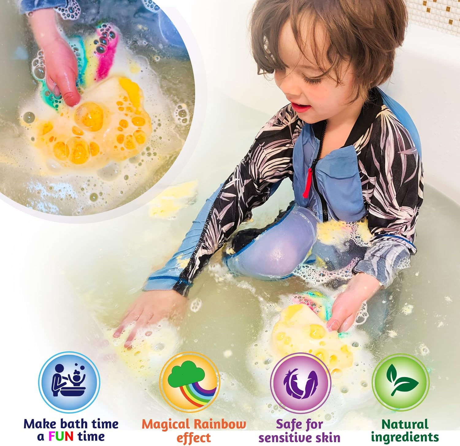 Axel Adventures Rainbow Bath Bomb Gift Box, Kids Bath Bomb Handmade Natural Fruity Bath Fizzies (3 Pack) image number 5