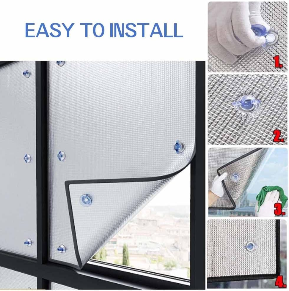 Thermal Insulation Reflective Film, with Suction Cup, Window Heat Reflector, for Home Office Garage Sunroom, Can Be Customized(Gray,140X100Cm/55.1X39.4In) image number 4