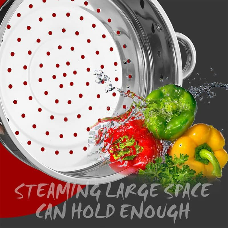 LEDON 4/5 Tier Stainless Steel Steamer Meat Vegetable Cooking Steam 28Cm Pot Cookware Stackable Cookware for Healthy Cooking, Stock Making & Meal Prep (5 Tier)