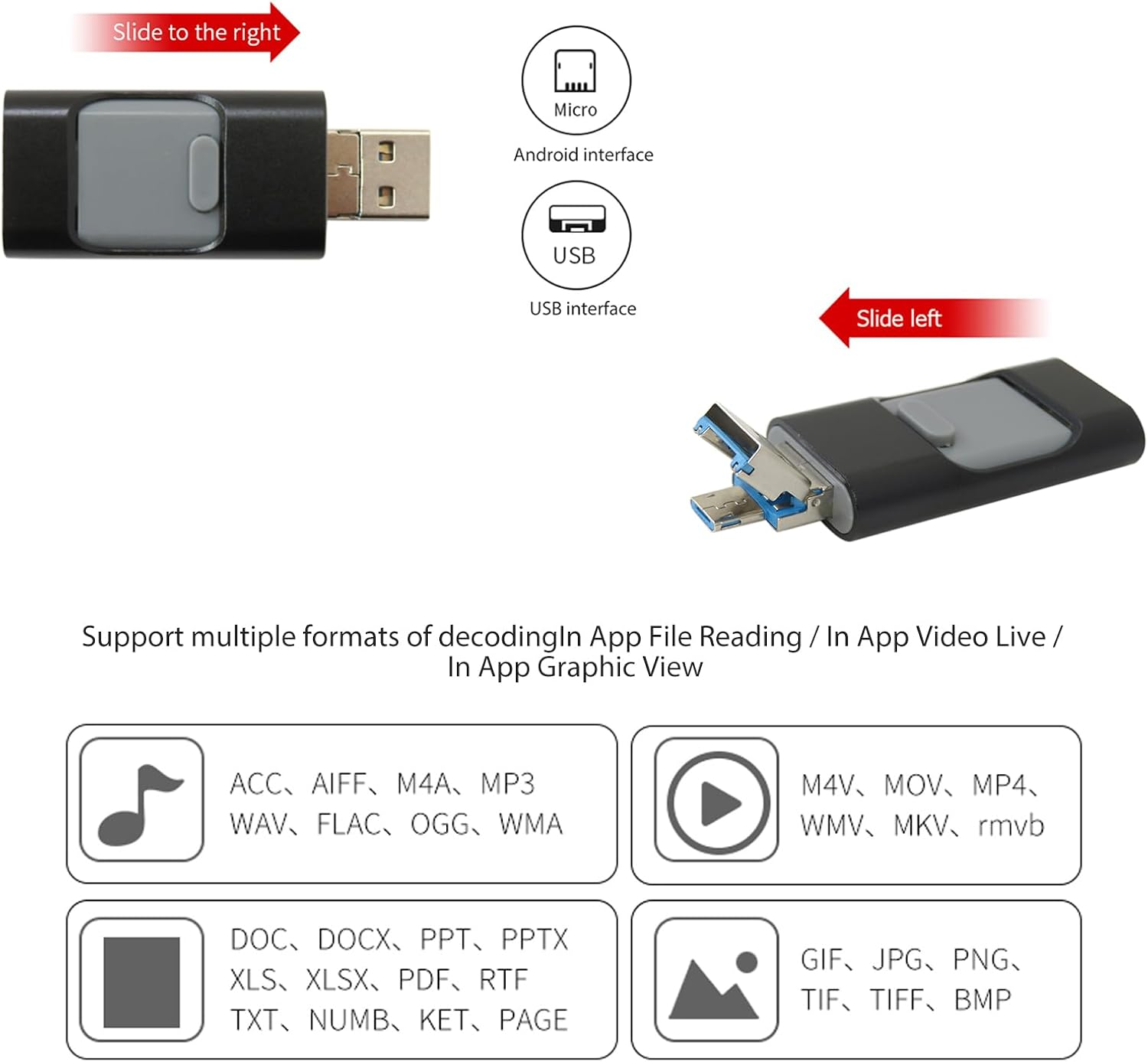 Weistiy 64GB USB 3.0 Metal Drive Flash Drives USB Flash Disk Stick for I-Phone 7 8 11 12 13 Pro Max U Disk USB OTG Flash Drive Memory Stick Storage (Black) image number 6