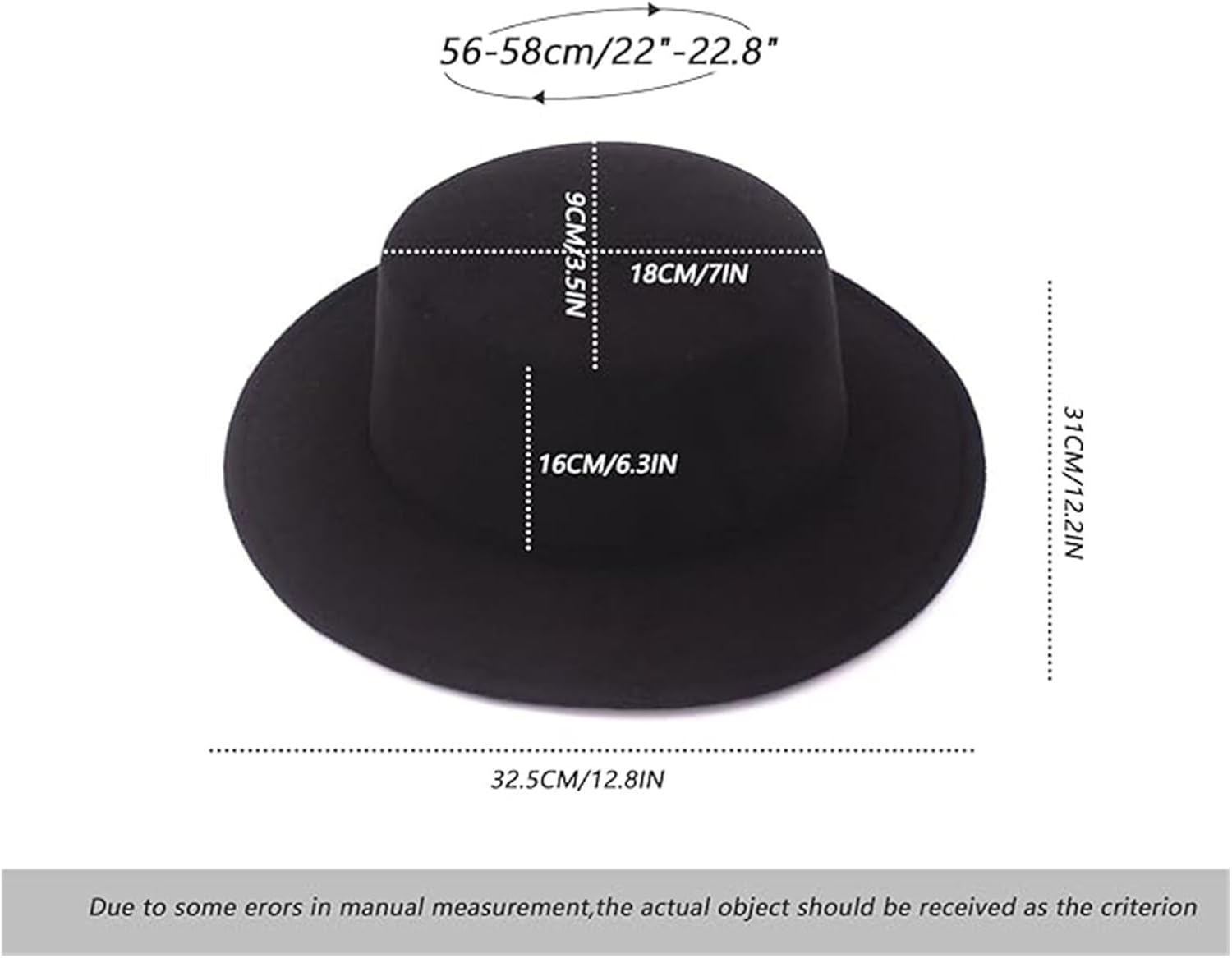 Classic Black Wool Blend Fedora Hat &ndash; Wide Flat Brim Pork Pie Style Elegant Black Fedora Hats for Men & Women Ideal for Weddings Parties Performances & Everyday Outfits