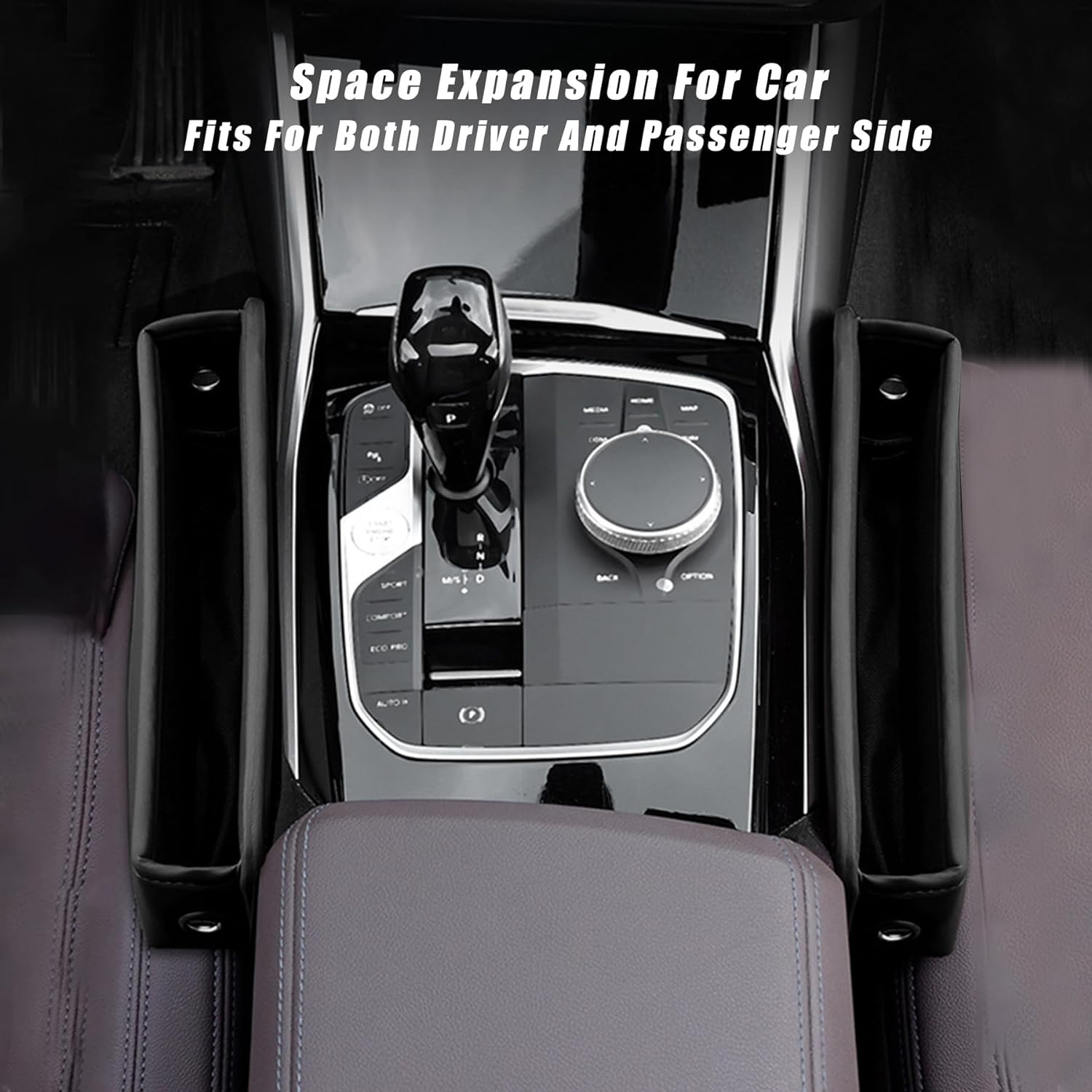 YQDUVNEY Car Seat Gap Filler, Universal Leather Car Storage Organizer, Premium Car Seat Storage Box, Adjustable Gap Filler for Keys, Cards(2 Pack) image number 5