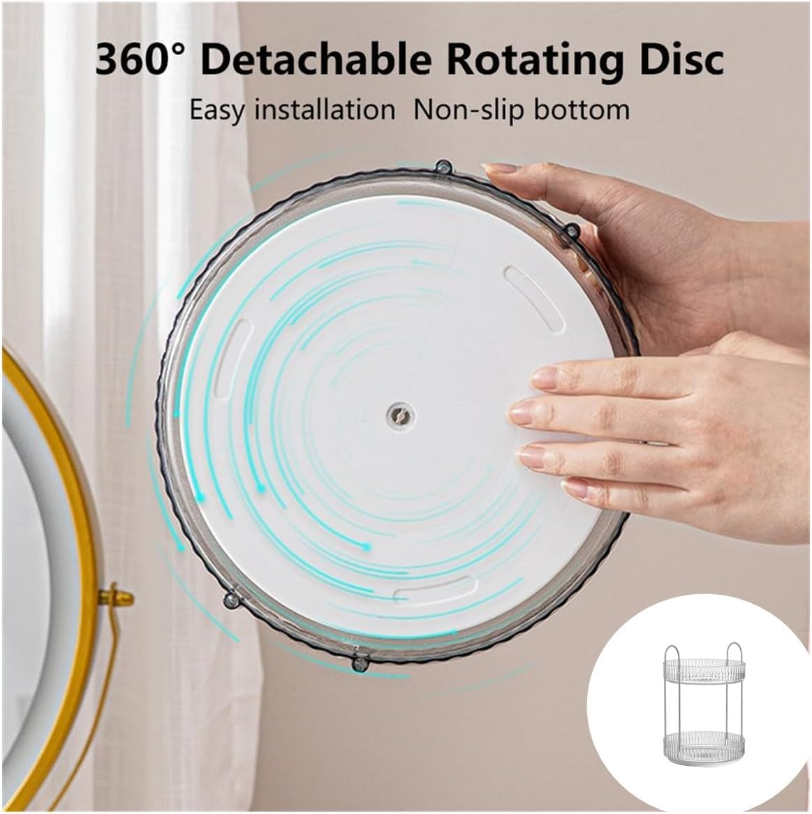 360&deg;Rotating Bathroom Counter Organizer 2 Tier Cosmetic Storage Box Perfume Organizer Fits Cosmetic Vintage Storage for Bathroom Dresser Perfume, Lipsticks, Makeup Brushes, Clear image number 1