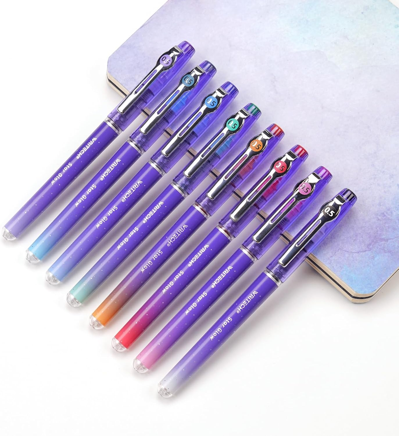WRITECH Liquid Ink Rollerball Pens: 8Ct Assorted Colors Extra Fine Point Tip 0.5Mm Roller Ball Rolling Pen for Smooth Writing Coloring Drawing Journaling No Bleed & Smear &Smudge (WR-501SG) image number 1