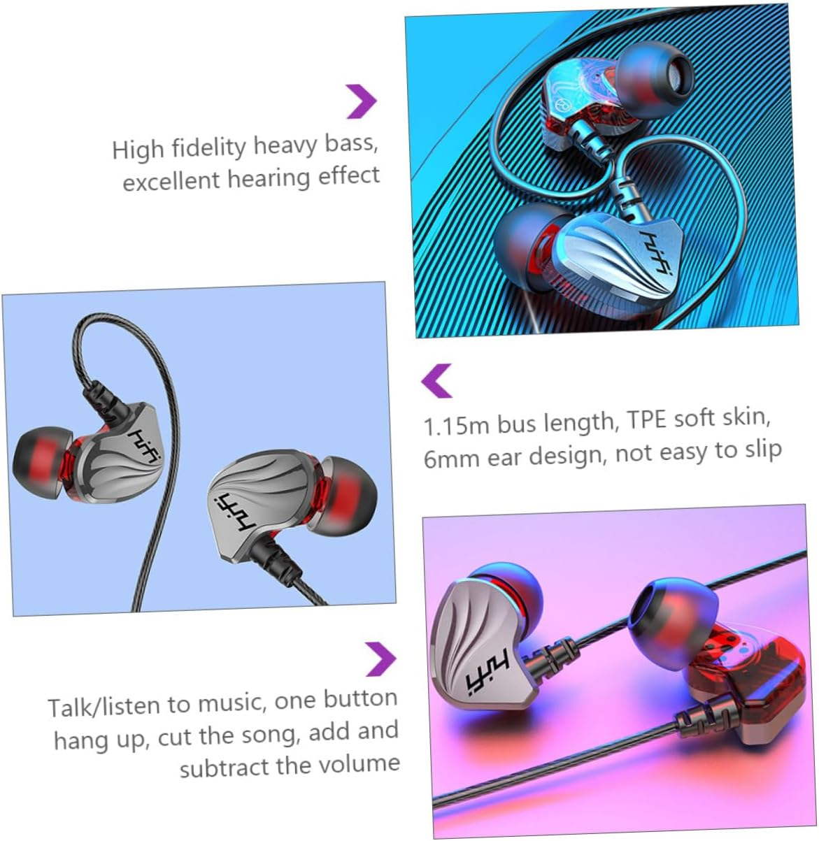 SHOWERORO Plug In-Ear Headphones Wired Headphones for Phone Earphones Heavy Bass Suitable for Mobile Phone and Tablet Comfortable Fit for Everyday Use