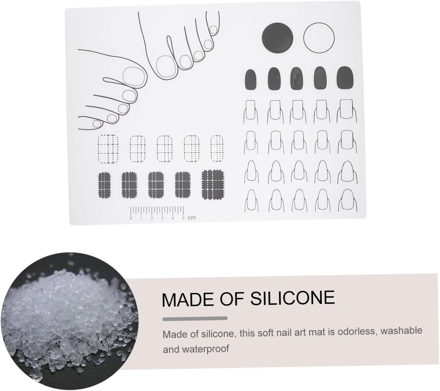 HAMPPLIES Acrylic Nail Mat Silicone Trainer Sheet for Application Practice for Nail Tech Training for Learning Nail Art Techniques for Various Nail Designs