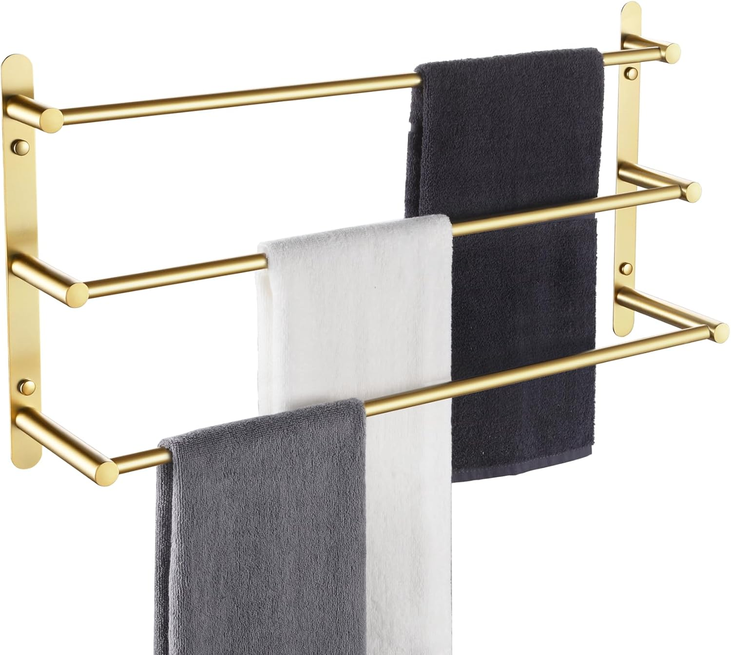 KOKOSIRI Bath Towel Bars Bathroom 3-Tiers Ladder Towel Rails Wall Mounted Towels Shelves Rack Stainless Steel, Polished Chrome, B5002CH