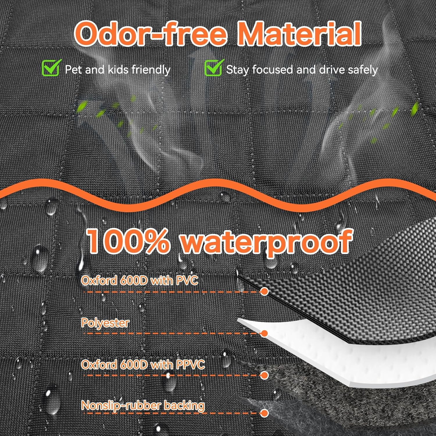 Dog Car Seat Cover for Pets 100% Waterproof Seat Cover Hammock 600D Heavy Duty Scratch Proof Nonslip Durable Soft Back Seat Covers for Cars Trucks and Suvs