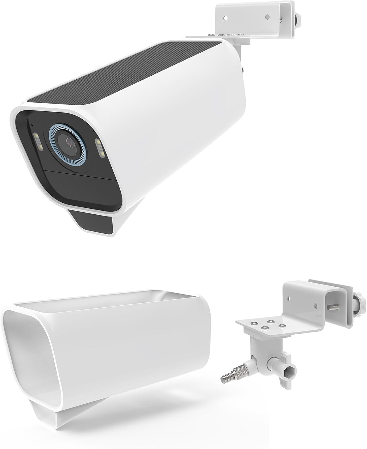 TIUIHU Gutter Mount for Eufycam S3 Pro Camera, Gutter Mount with Waterproof Silicone Case for Eufy Solar Surveillance Camera Outdoor (White)