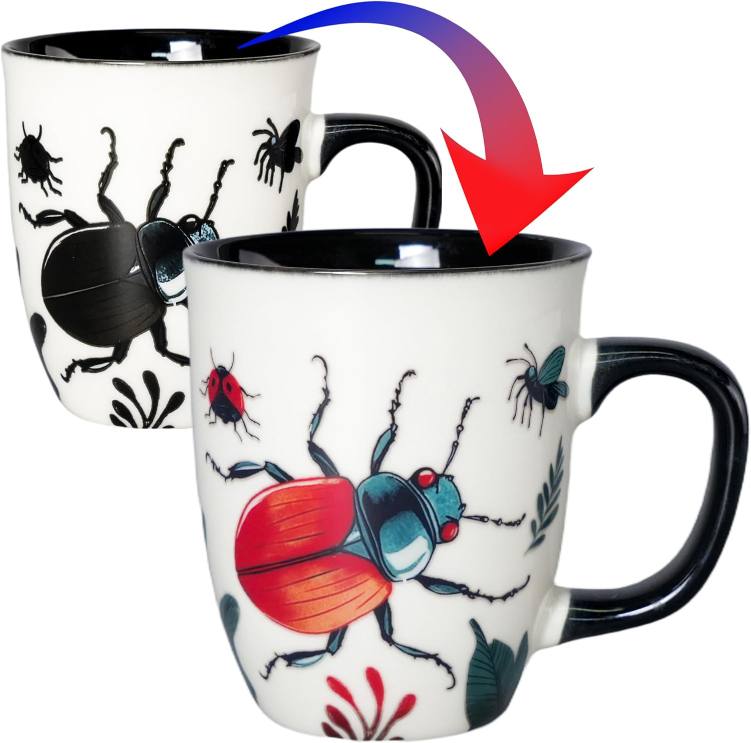 Funny Ceramic Magic Heat Color Changing Coffee Mug with Bamboo Printing for Women Personalized White Green Tea Cup Large Mugs for Mom,Girl, Grandma and Man 16 Oz