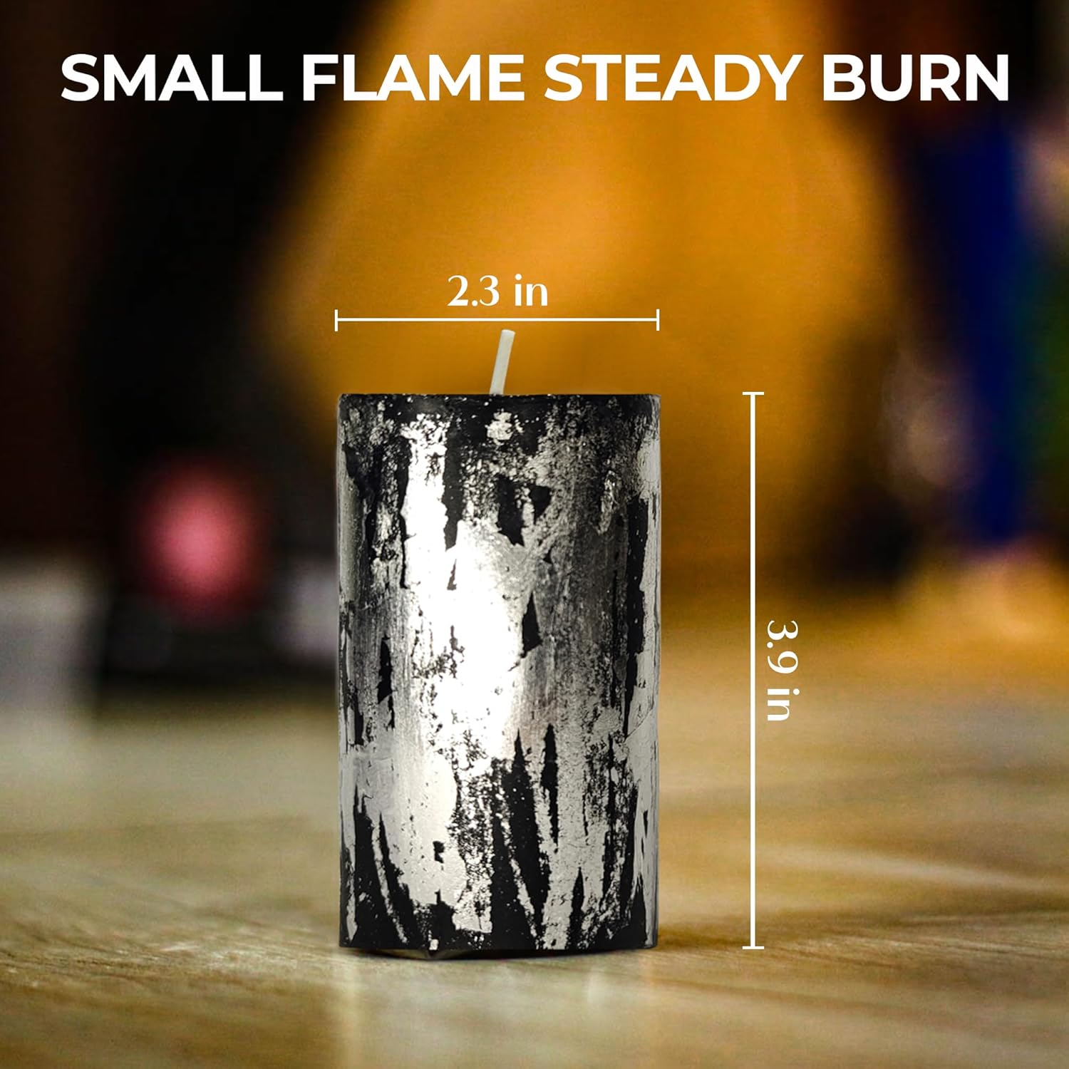 Apexor Black Pillar Candle with Silver Foil Berry Blossom Scented Candle, Smokeless Decorative Candle for Wedding, Birthday Gift, Home & Dinner D&eacute;cor image number 3