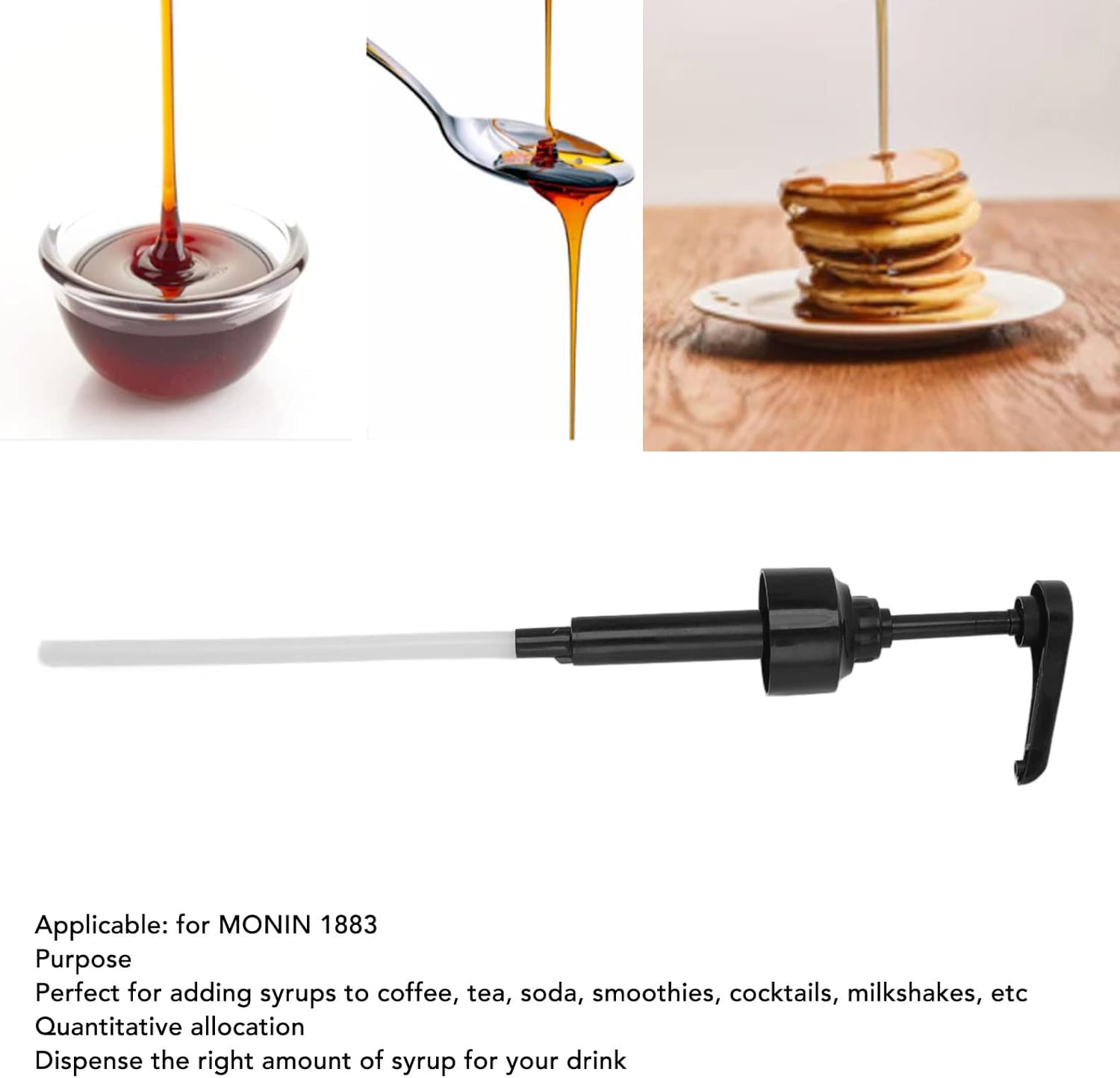 RIZGHWOY 8Ml Syrup Pump Dispenser Adjustable Cutting Tube for Sauce Bottle and Monin 1883 Syrup for Coffee Cocktail Milkshake (Black) image number 2