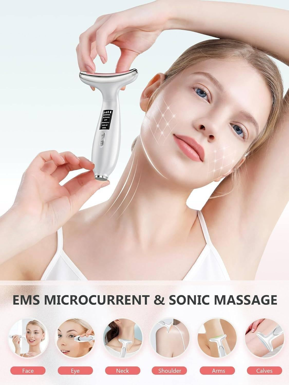 Jiaozoum Face Lifting Device Facial Massager, Electric Skin Lift Beauty Machine with 5&deg;C Cooling Head - 45&deg;C EMS Microcurrent Massage 6 Modes, Face Sculpting Device Anti-Wrinkle Tightening Eye Body image number 5