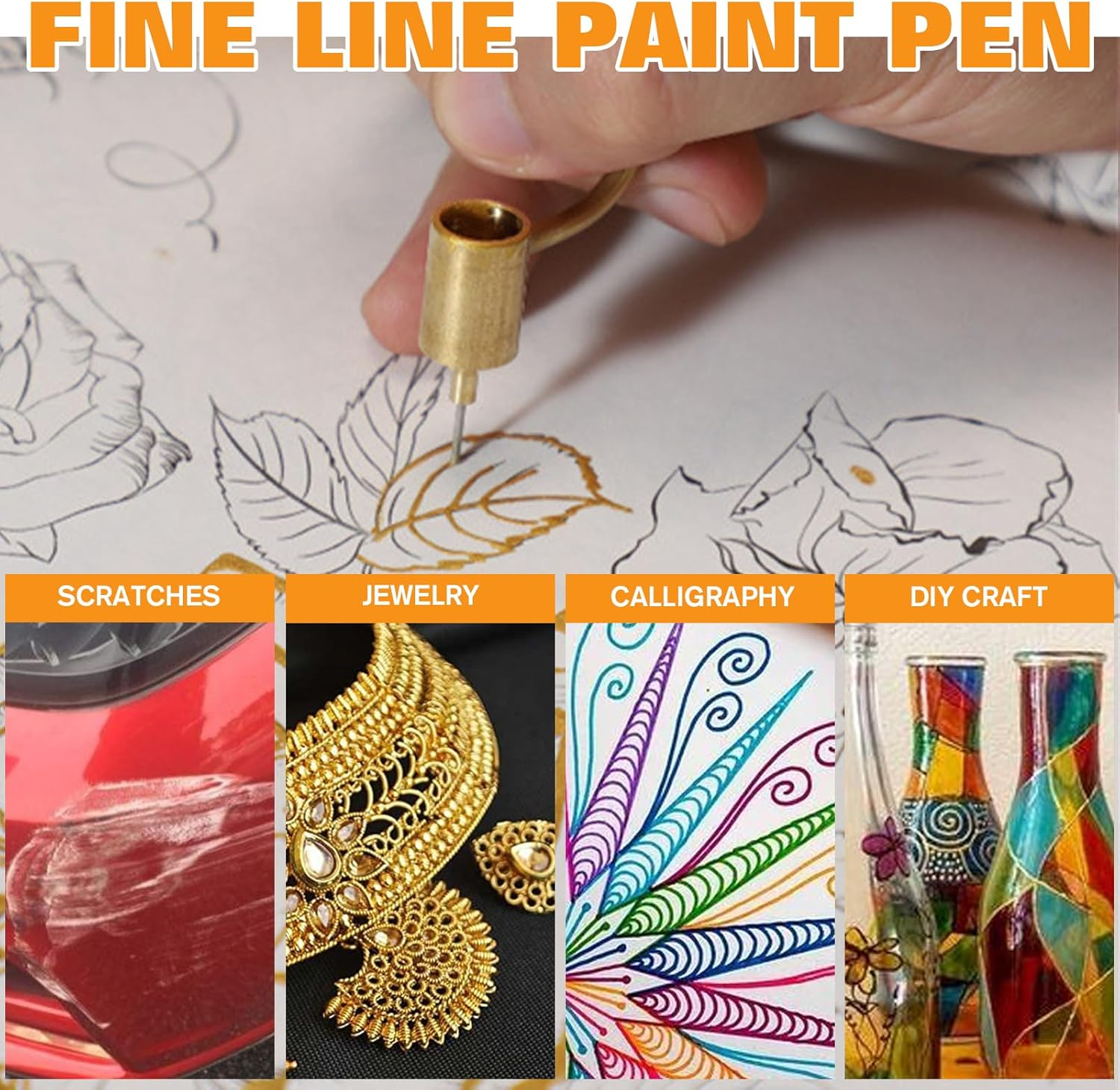 200 Pack Touch up Paint Brushes with Gold Detailing Fine Line Fluid Writer Paint Applicator Pen, Disposable Micro Applicators for Automotive Paint Chip Scratch Repair Clearance (1.5, 2.0Mm) image number 3