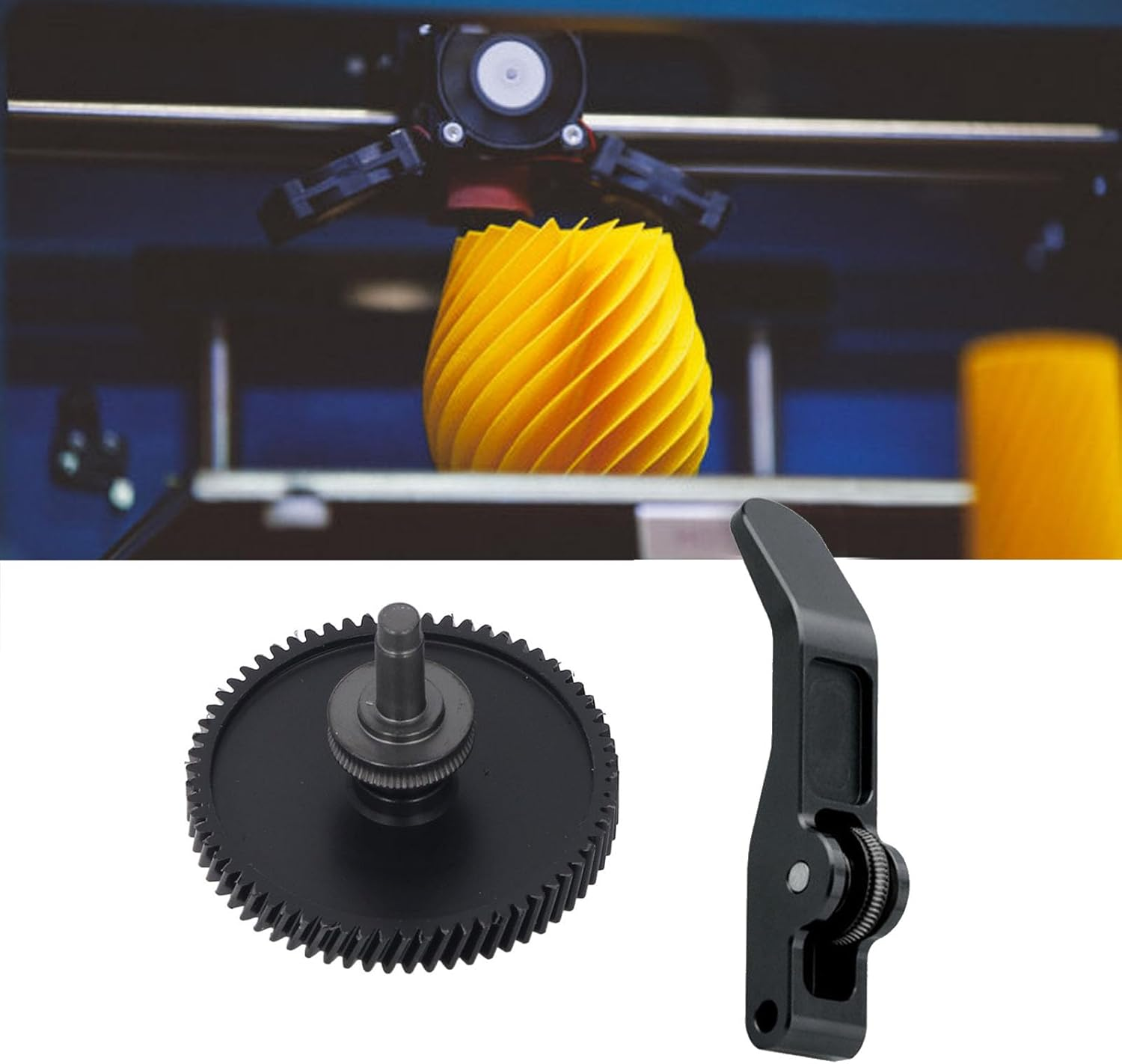 Hardened Steel Extruder Gear Assembly with Integrated Shaft Design, Knurled Appearance, Aluminum Handle, Nano Coated Gear, for Lab A1, A1 Mini 3D Printer Accessories