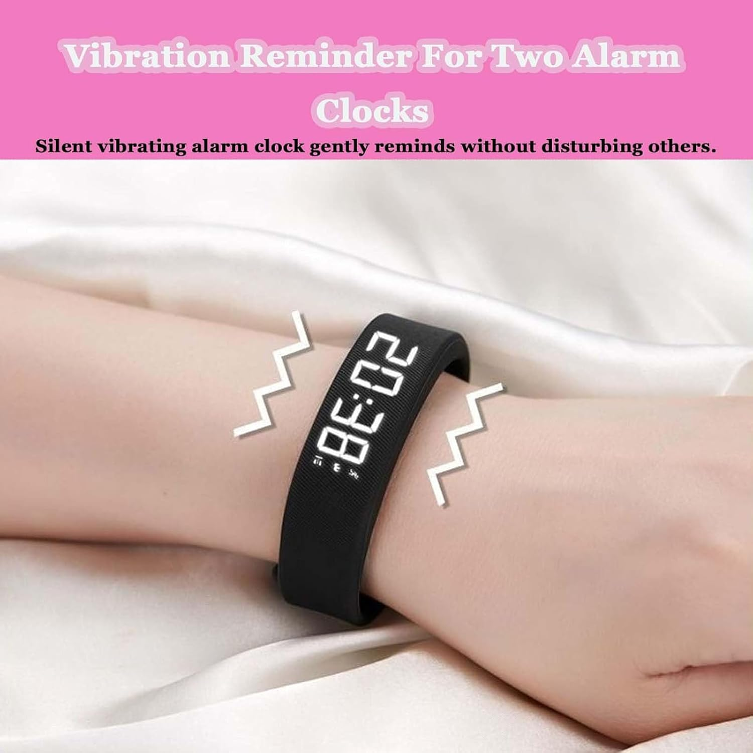 Fitsleeps Alarm Clock Watch, Fitsleeps Alarm Bracelet, Wearable Alarm Clock for Heavy Sleepers, Improve Your Sleep, Wake up on Time, Snooze-Free Smart Watch for Men and Women (2Pcs) image number 3