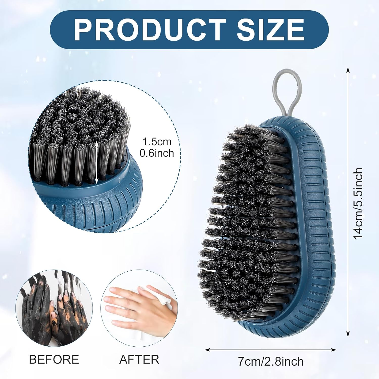 Heclia Heavy Duty Nail Brush with Stiff Bristles Fingernail & Toenail Scrub Brush for Deep Cleaning Hand and Foot Nail Brushes for Men and Women Mechanics Includes Hanging Rope for Easy Storage image number 5