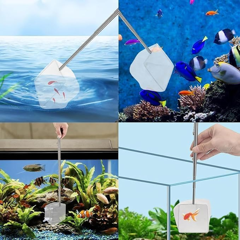 Aquarium Shrimp Net Tiny Fish Tank Net, 2Pcs Fish Tank Extender Shrimp Net Shrimp Catch Net,Fish Tank Shrimp Net Shrimp Fishing Net Mesh Aquarium Fishing Net Shrimp Mesh Net with Extendable Handle image number 1