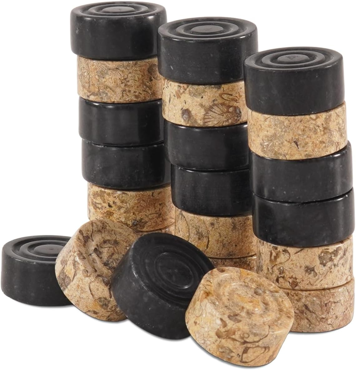 Radicaln Marble Checker Figures 1.25'' Inches Black and Coral Handmade Outdoor Board Game Draughts Checker Travel Chess Set Classic Board Game Checkers Outdoor Games