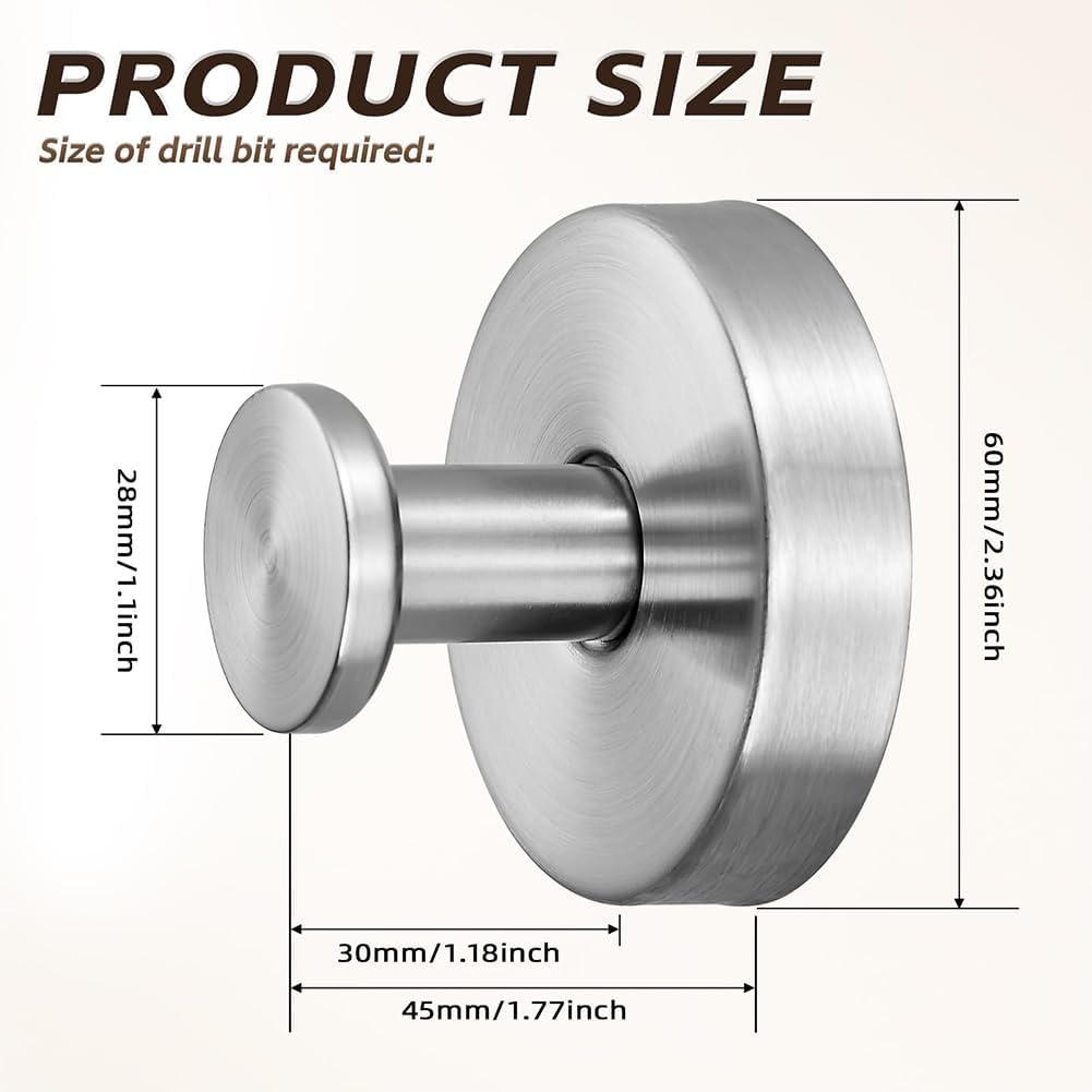 4 Pack Suction Cup Hooks for Shower, Towel Hooks for Bathroom Kitchen Glass Mirror Tile, Stainless Steel Suction Hooks for Hanging Towel Coat image number 1