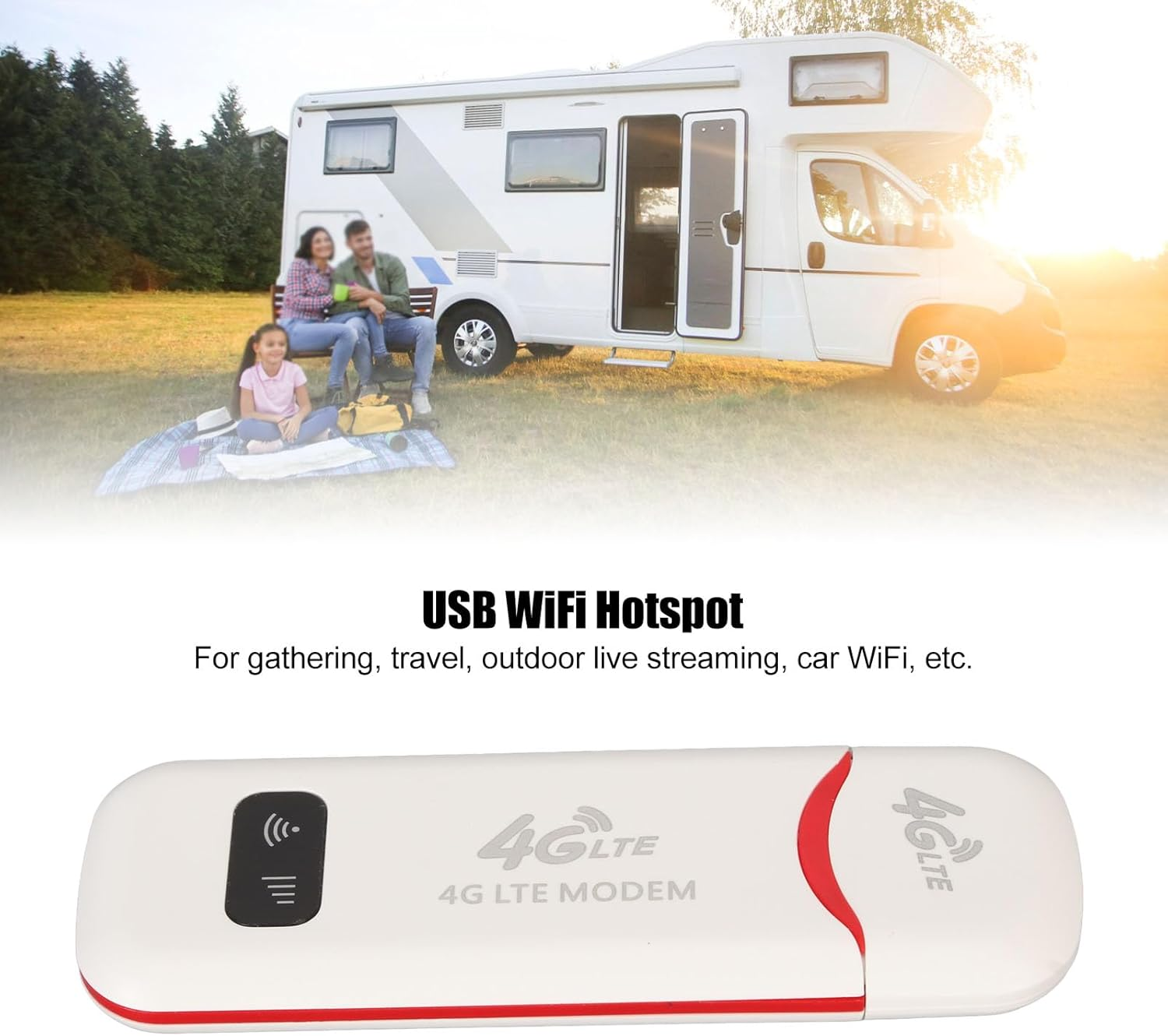 4G LTE USB Wifi Modem Dongle with SIM Card Slot, Mobile Wireless Network Hotspot Router 300Mbps High Speed, 10 Users Sharing for Phone PC Laptop Tablet image number 1