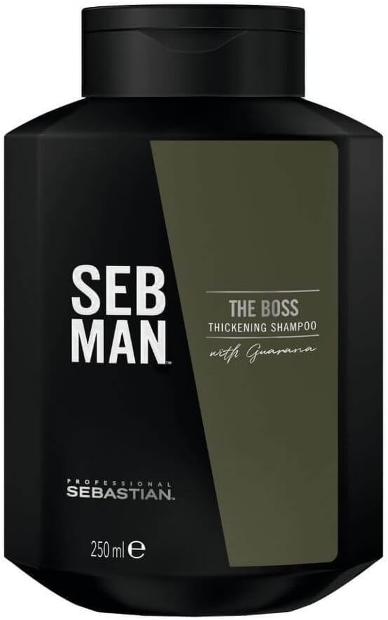 SEB MAN the BOSS - Thickening Volume Shampoo for More Fullness - Strengthening Shampoo with Guarana Extract and Stimulating Fragrance of Bergamot and Pink Pepper - 250 Ml