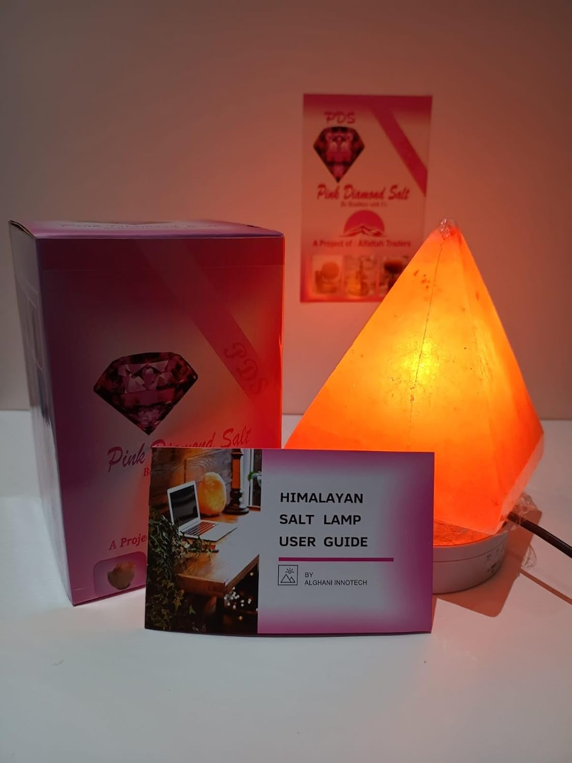 2-3 KG Premium Pyramid Salt Lamp 100% Authentic, Handcrafted from Beautifully Hand Craft Pyramid Shape Lamp Comes with Complete Electric Fitting image number 1
