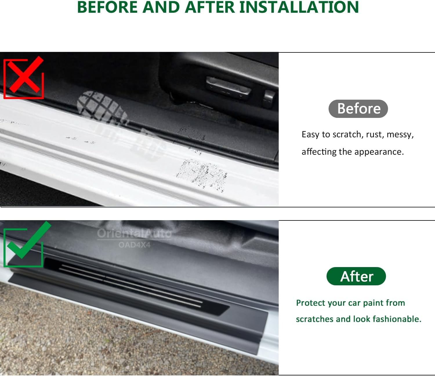 Door Sill Protector Compatible with Mitsubishi Triton MV All-New Dual Cab 2024-Onwards, Tailored Fit Door Entry Guard, Black ABS Anti-Scratch Scuff Plate Trim Cover, Door Threshold Protection image number 5