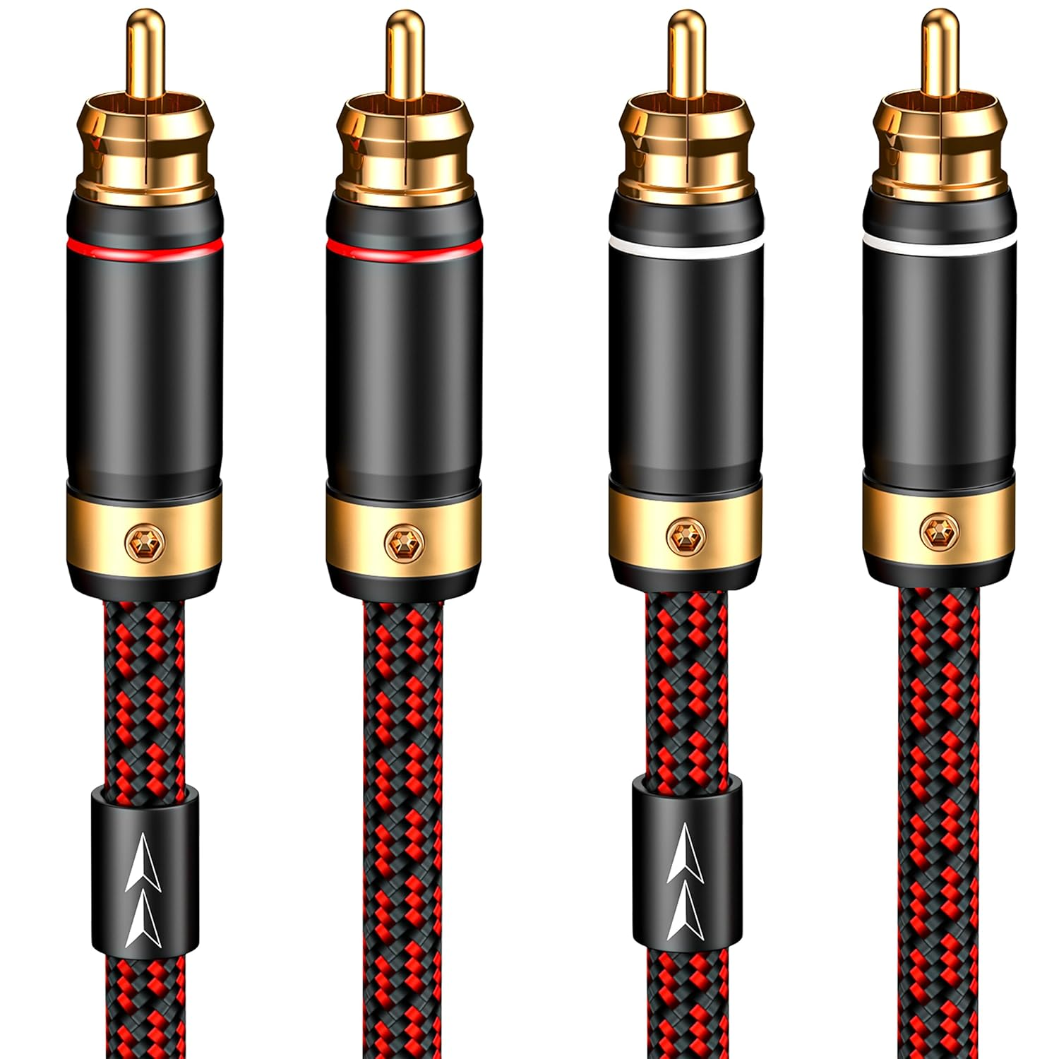 Primeda Audiophiles Rca/Phono Cable 2 RCA Male to 2 RCA Male Hifi System Interconnect Cable Braided for Home Cinema Subwoofer Amplifiers Blu-Ray (Straight to Straight, 3.2Ft/1M) image number 1