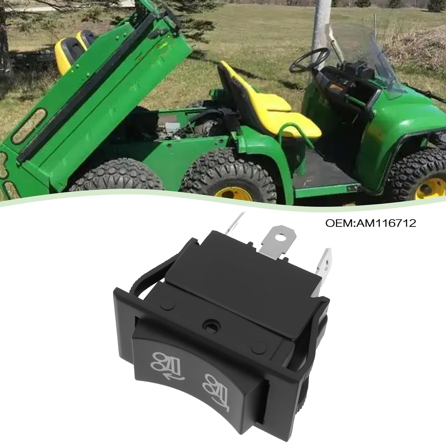 YINETTECH Hydaulic Bed Box Lift Toggle Rocker Switch AM116712 Compatible with John Deere Gator 1445 1735 850D 550 855D 625I 6X4 4X2 CS 825I 4X4