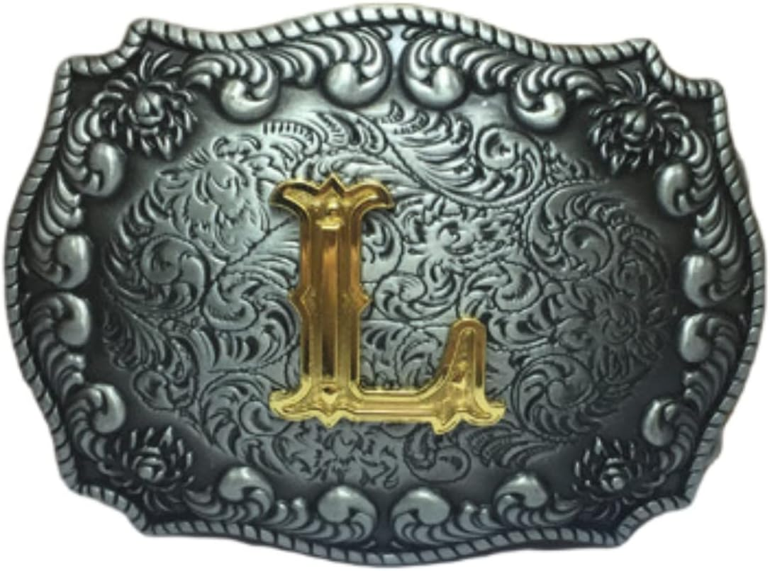 COOLLA Belt Buckle for Men- Initial Letters ABCDEFG to Z Western Rodeo Texas Cowboy Large Belt Buckles