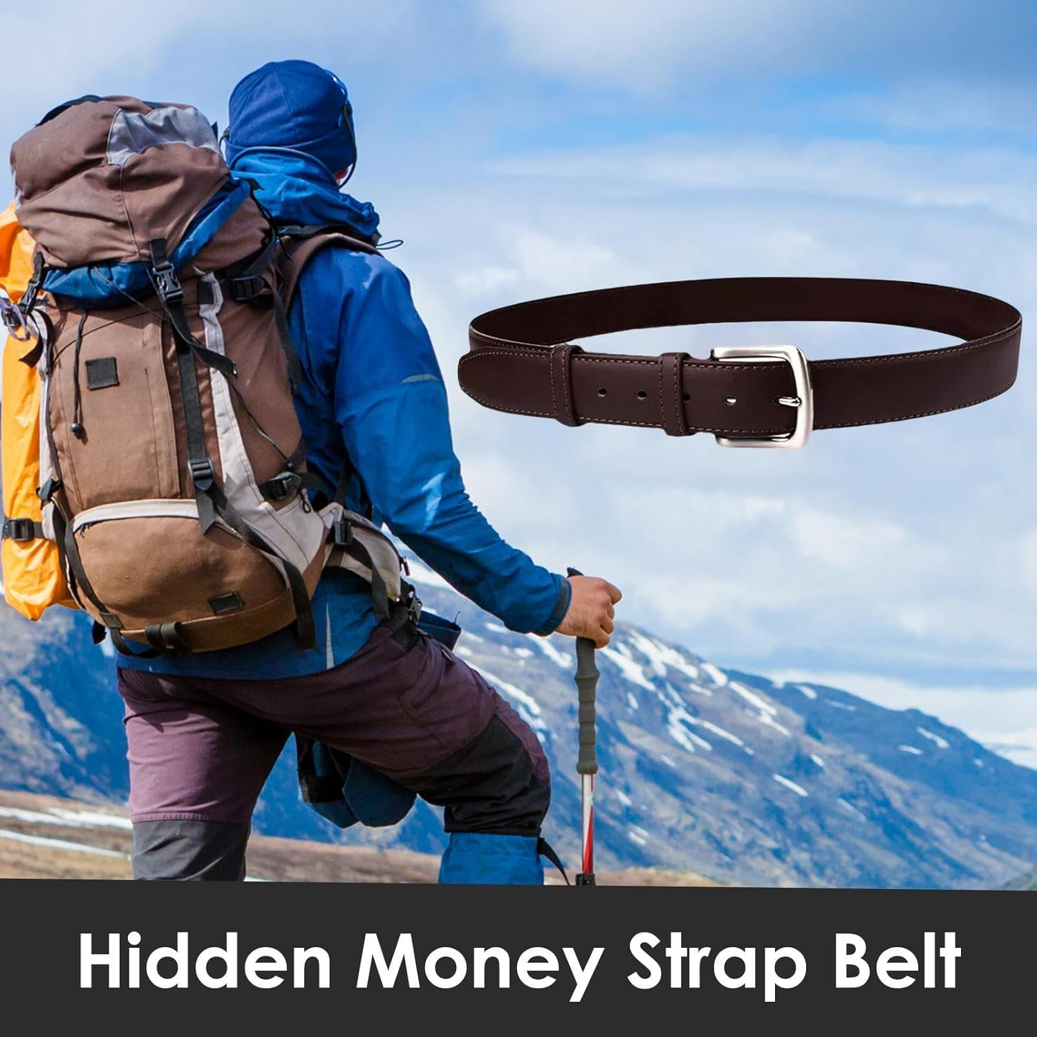 Money Belt - Travel Waist Belt, Hidden Travel Wallet | Belt Wallet for Travel, Hidden Valuables Belt, Secure Zip Bag, Anti-Theft Bag, Passport Holder for Yourself, Brown, Siehe Beschreibung, See - B image number 3
