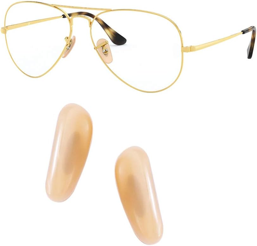 HEYDEFOAU 16Mm Clip-On Replacement Nose Pads for Ray-Ban Aviator RB3025 3026 Sunglasses Repair Kits Clear,Bonus Sunglasses Bag (Clear)