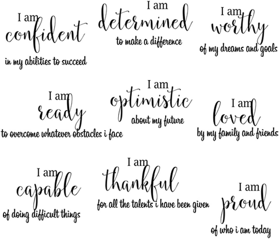 9 Pieces Inspirational Decals Black Motivational Wall Sticker Vinyl Wall Quotes Stickers Wall Art Stickers Peel and Stick Wall Decals for Girl Boy Bedroom Living Room image number 1